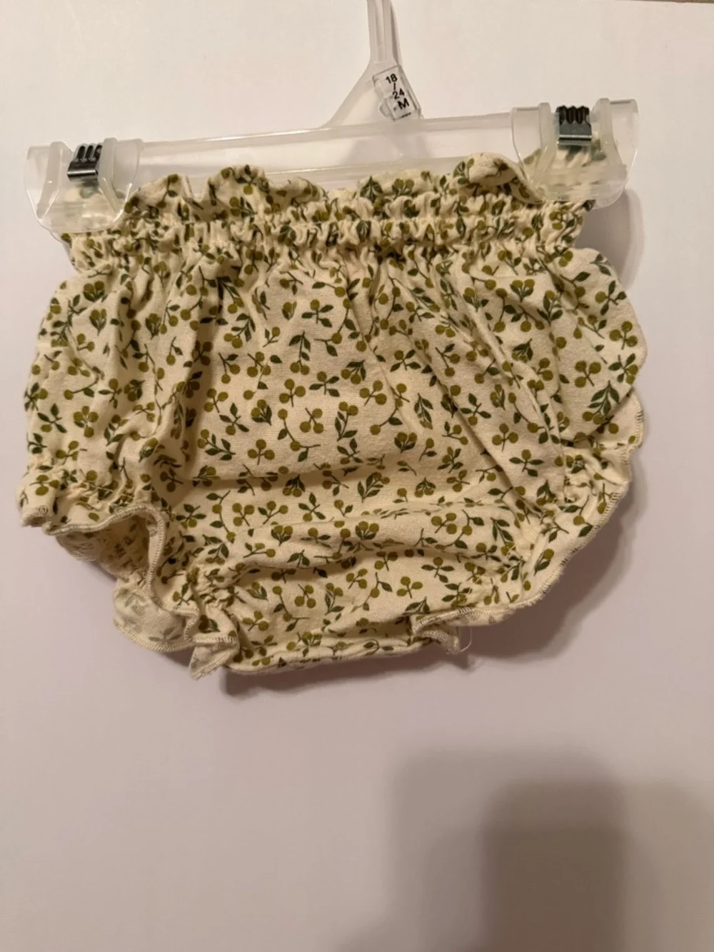 Zara baby girl Cream Floral Diaper Cover with Olive Print size 12-18M